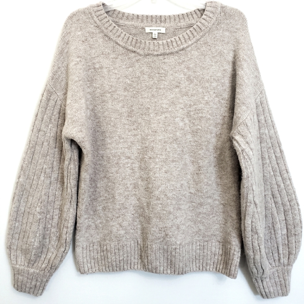 Nwot Max Studio Blush Ribbed Puffed Longsleeve Pullover Sweater - Picture 11 of 11